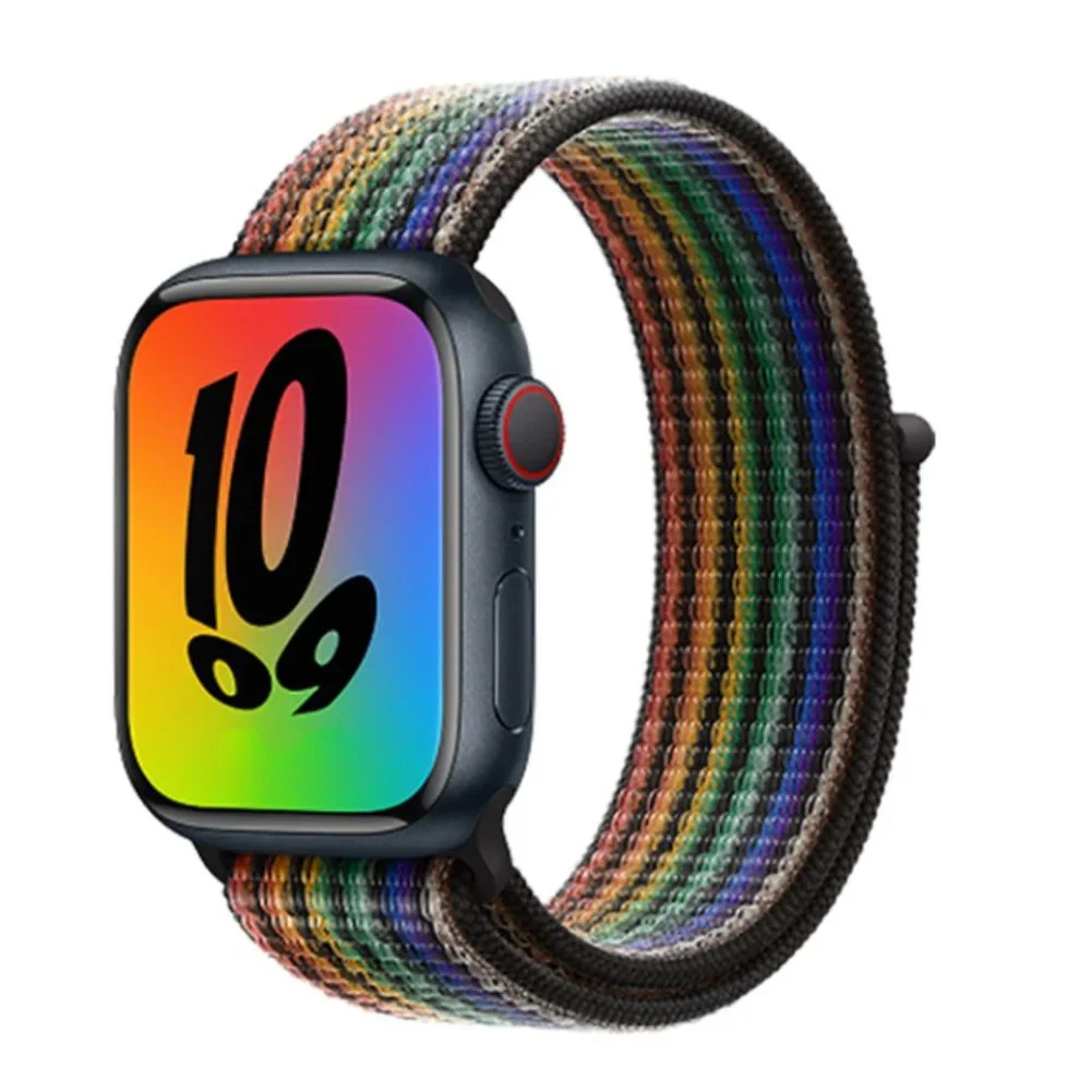 NEW BLACK RAINBOW Strap Loop Band FOR Apple Watch - Picture 1 of 9